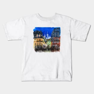 Sacre-Coeur Basilica at night in Paris, France Kids T-Shirt